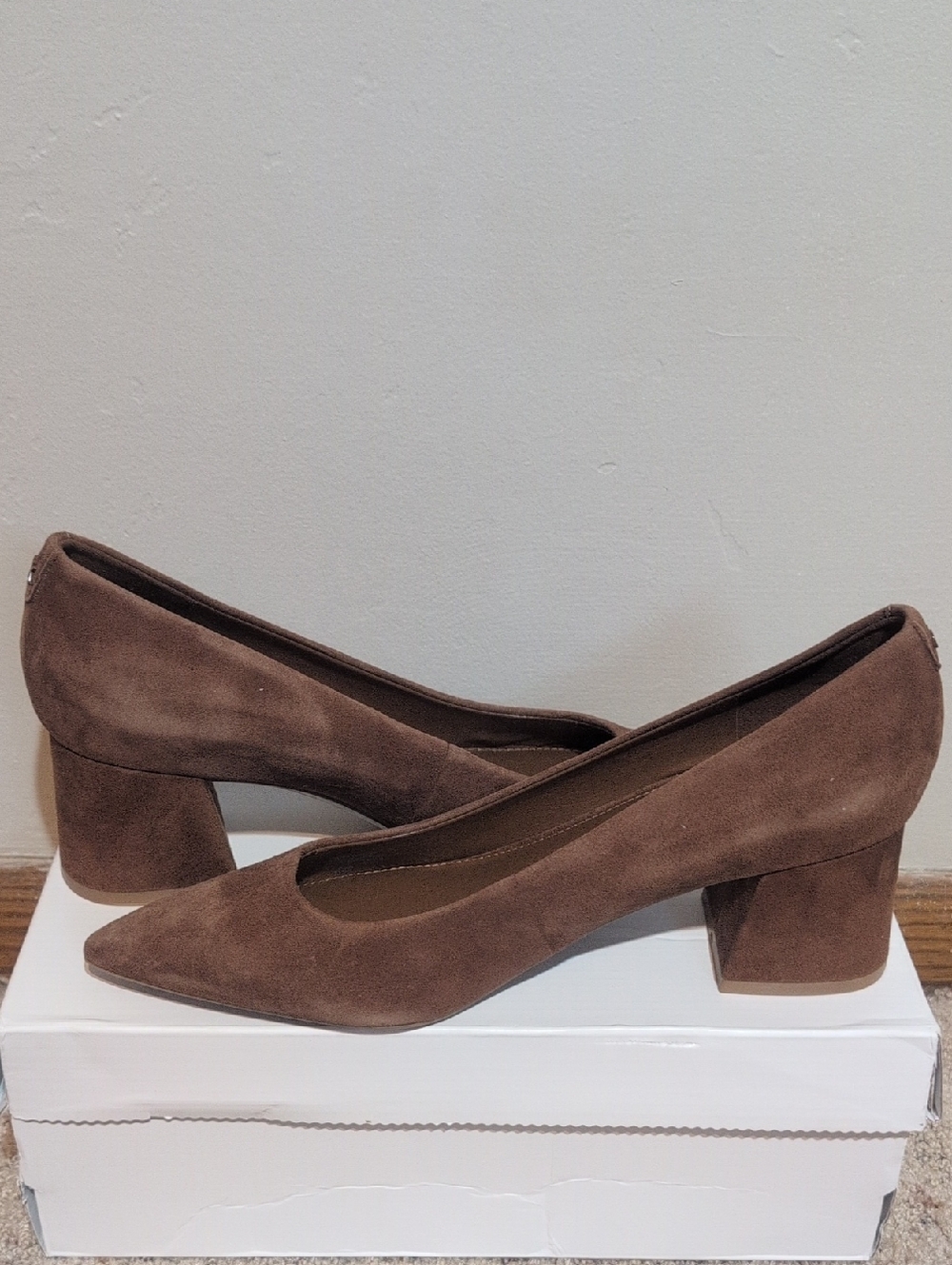 Calvin Klein Brown Suede Block Heel Pumps